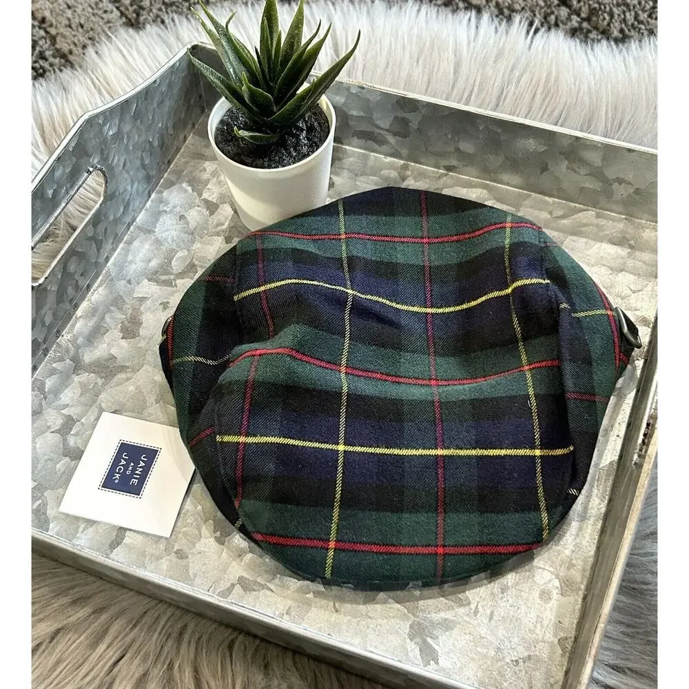 Janie And Jack Evergreen Plaid Newsboy Cap Youth Size 2-3T‎ (MSRP $24)